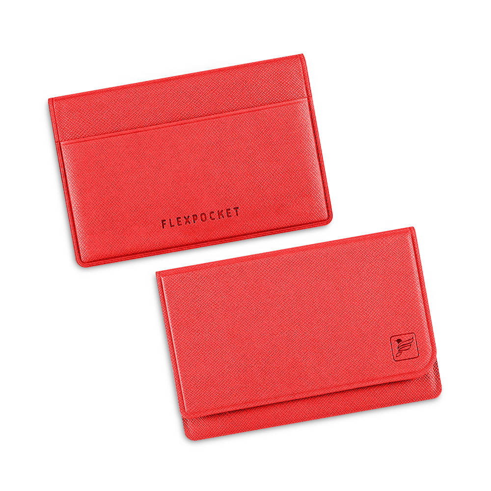 Жесткий футляр для трех пластиковых карт, цвет красный
