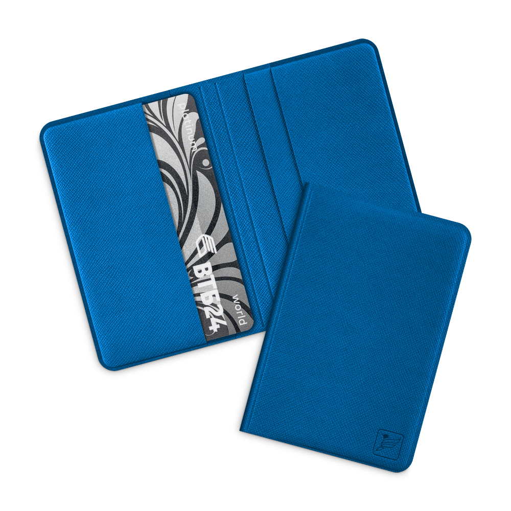 Футляр-книжка под 4 пластиковые карты, цвет синий