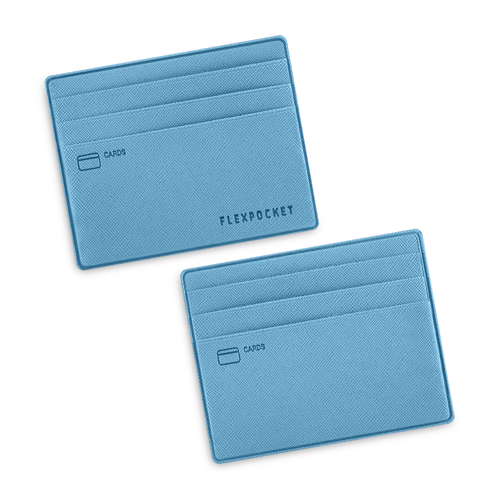 Картхолдер для денег и шести пластиковых карт, цвет голубой