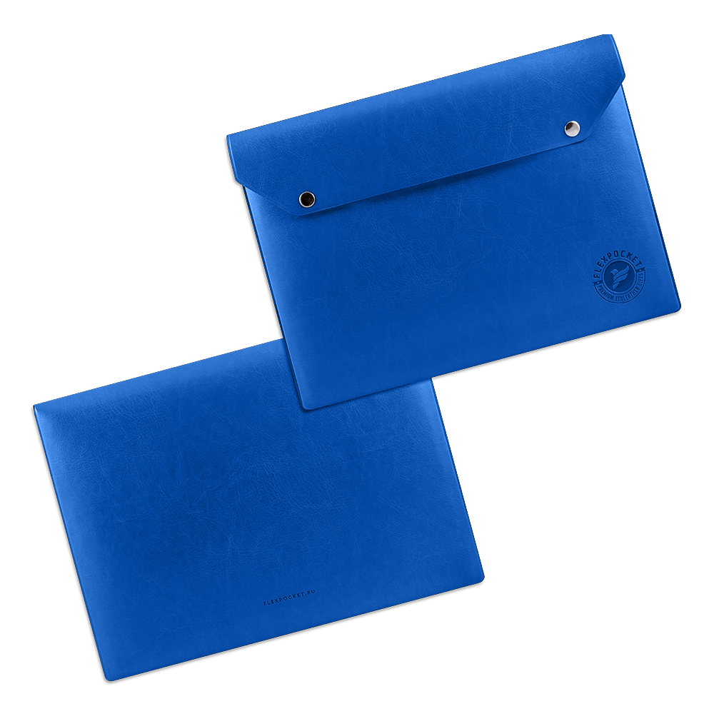 Папка-конверт на двух кнопках, цвет синий classic