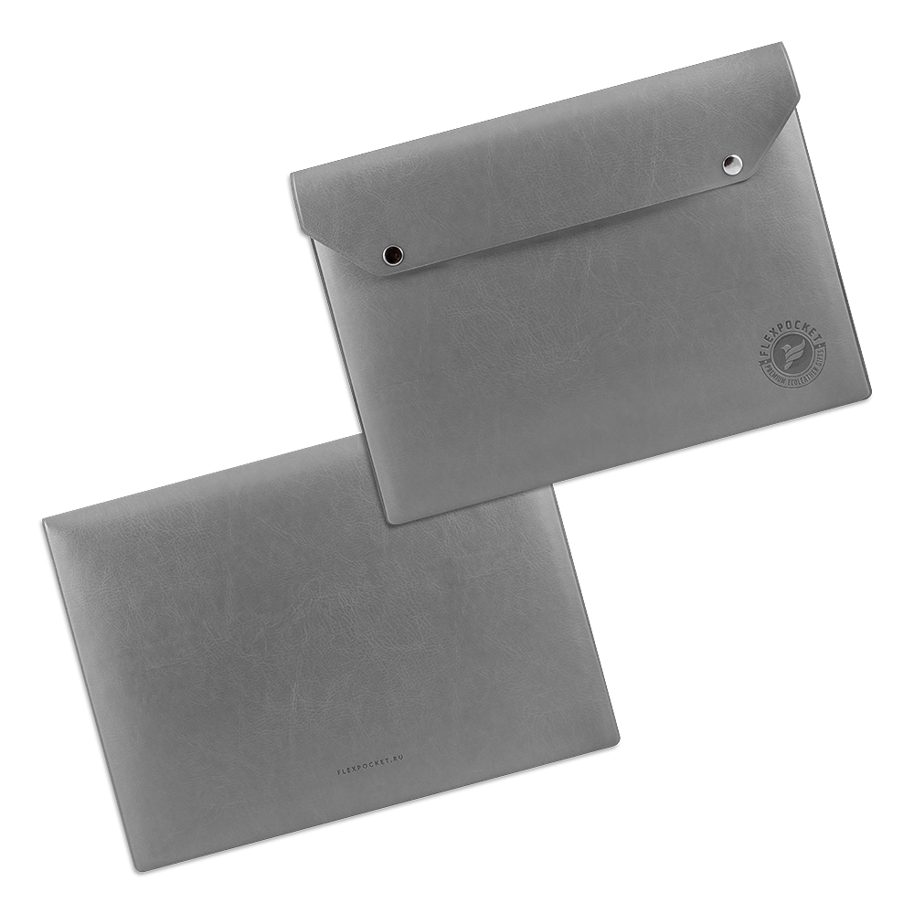 Папка-конверт на двух кнопках, цвет серый classic