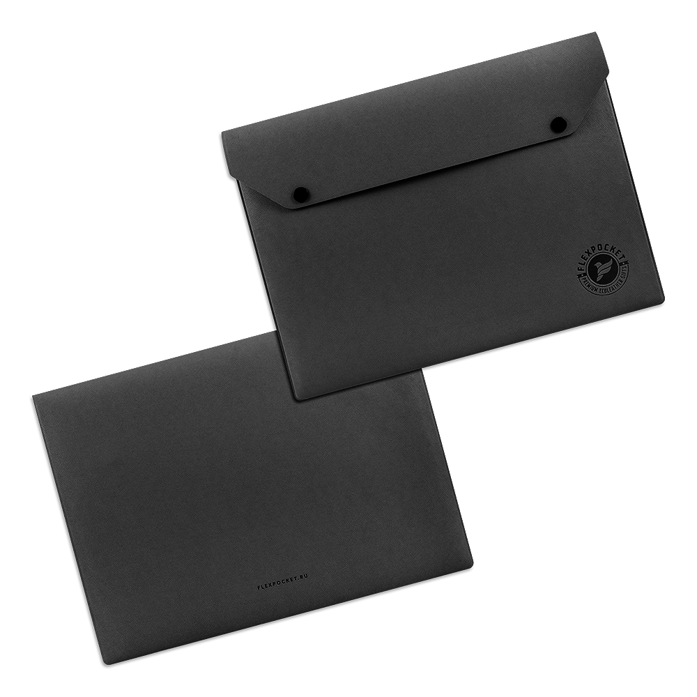 Папка-конверт на двух кнопках, цвет черный