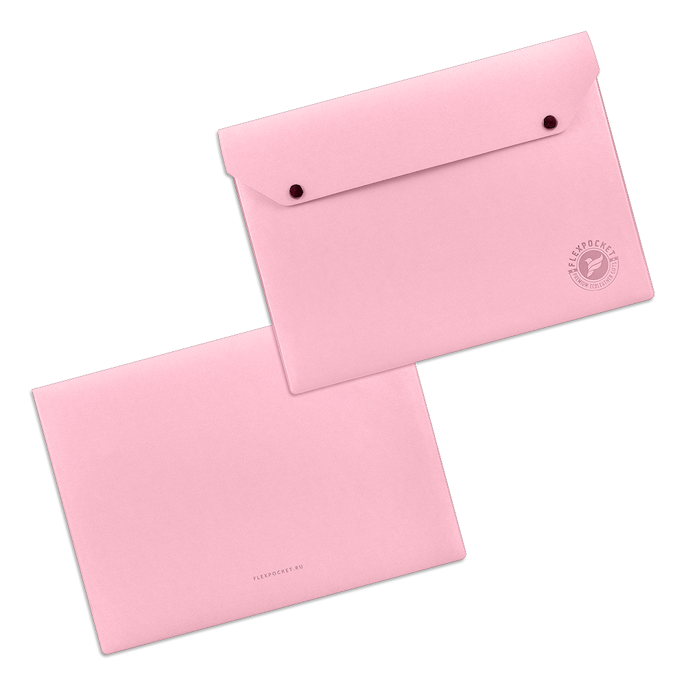 Папка-конверт на двух кнопках, цвет розовый