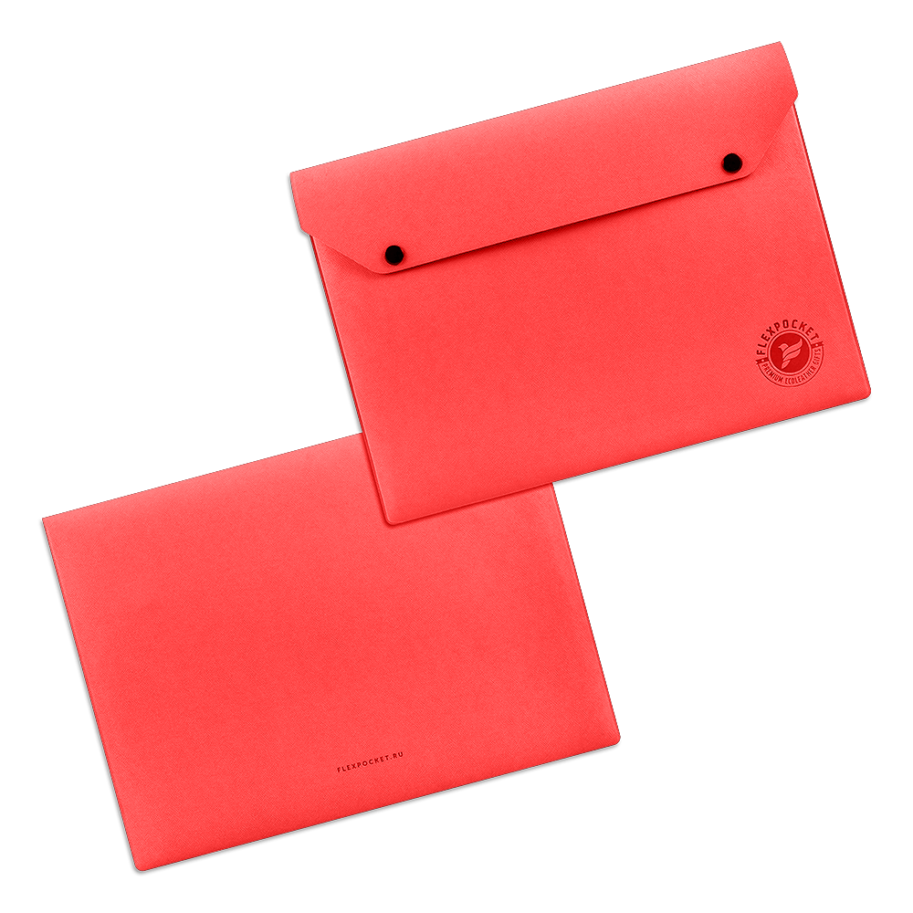Папка-конверт на двух кнопках, цвет красный