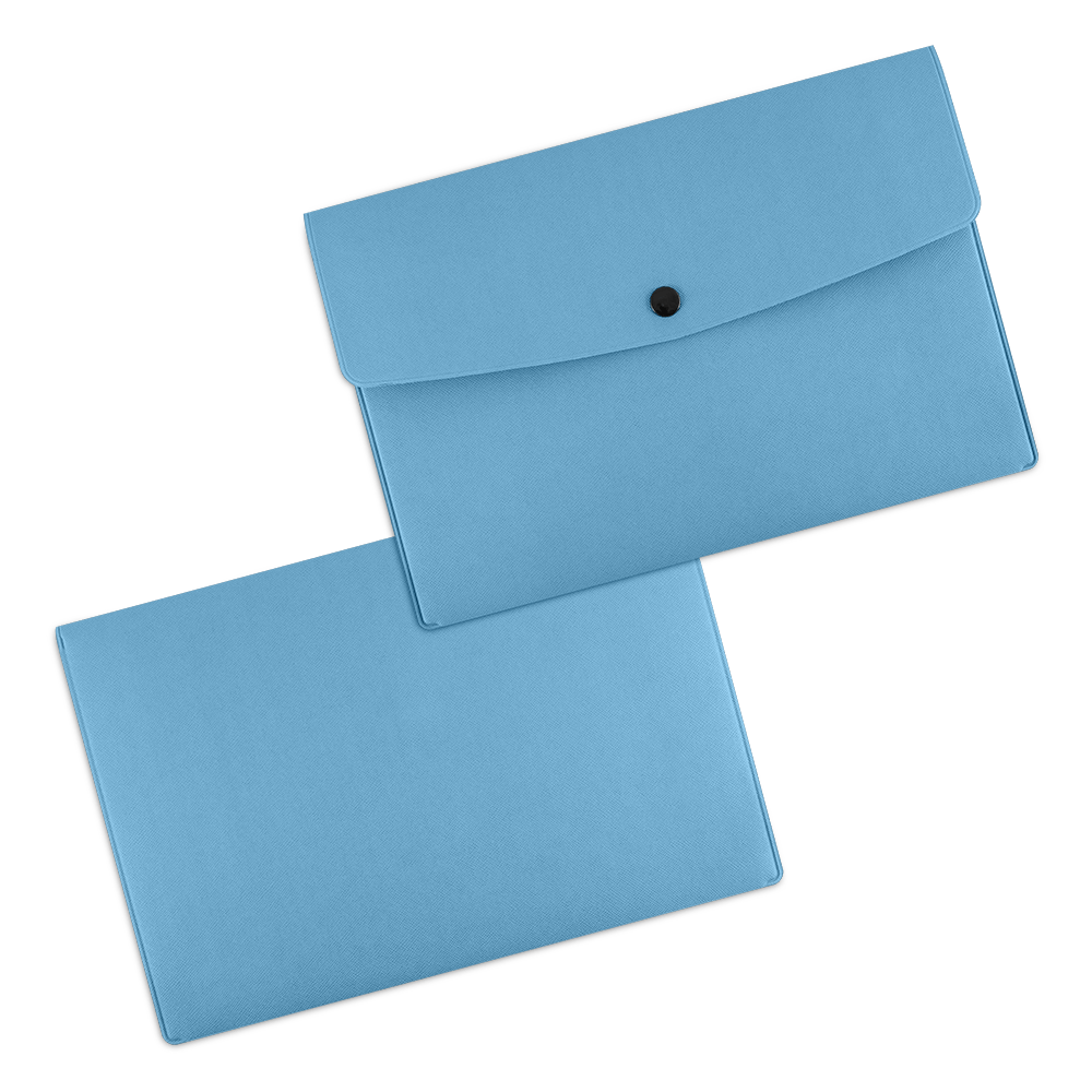 Папка-конверт на кнопке, цвет голубой
