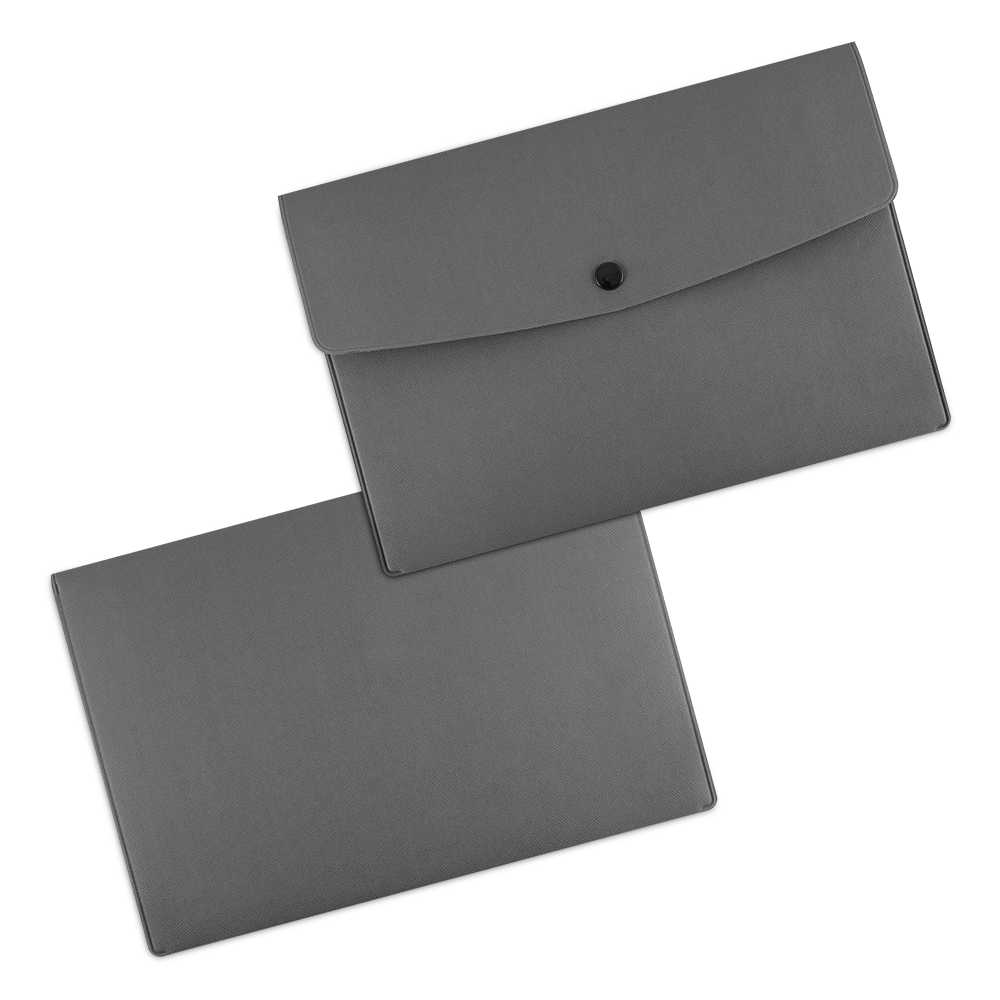 Папка-конверт на кнопке, цвет серый
