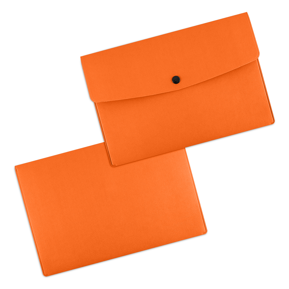Папка-конверт на кнопке, цвет оранжевый