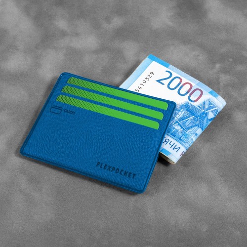Картхолдер для денег и шести пластиковых карт, цвет синий
