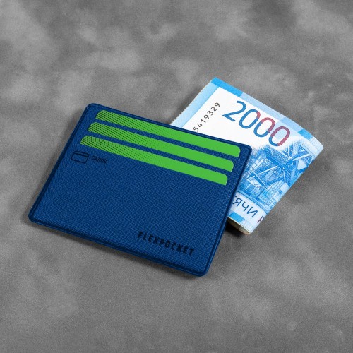 Картхолдер для денег и шести пластиковых карт, цвет темно-синий