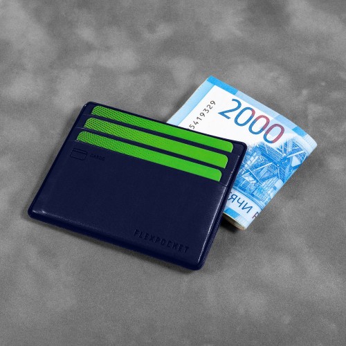 Картхолдер для денег и шести пластиковых карт, цвет темно-синий classic