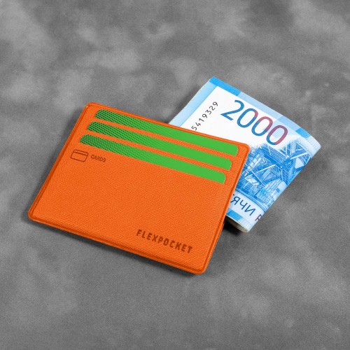 Картхолдер для денег и шести пластиковых карт, цвет оранжевый