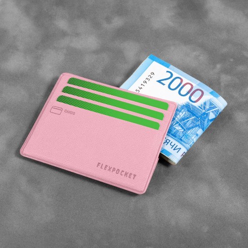 Картхолдер для денег и шести пластиковых карт, цвет розовый