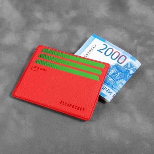 Картхолдер для денег и шести пластиковых карт, цвет красный