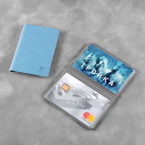 Футляр для двух пластиковых карт, цвет голубой