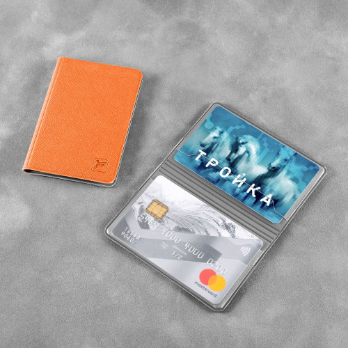 Футляр для двух пластиковых карт, цвет оранжевый