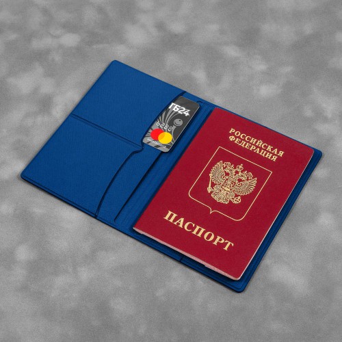 Обложка для паспорта с RFID-блокировкой, цвет темно-синий