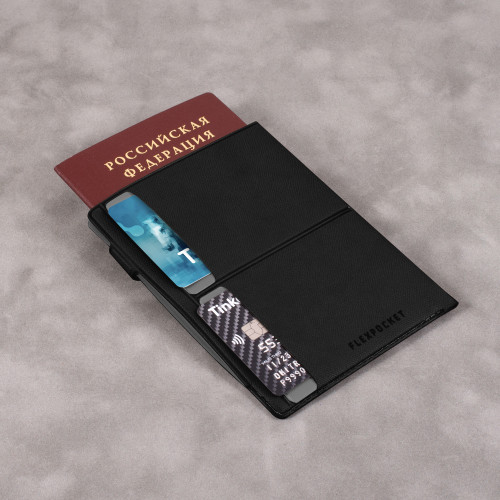 Обложка для паспорта на кнопке, цвет черный