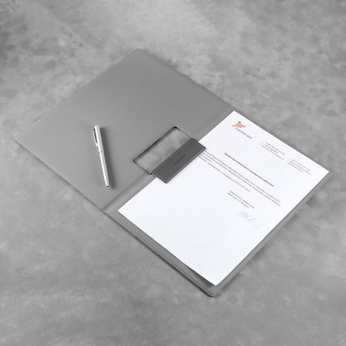 Папка-планшет с магнитным держателем, цвет серый