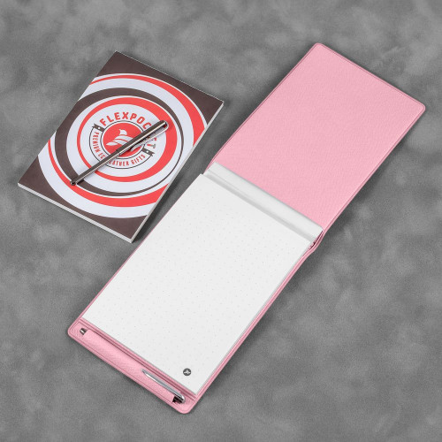 Блокнот B7 с ручкой, цвет розовый