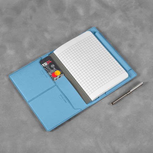 Записная книжка В7 с ручкой, цвет голубой