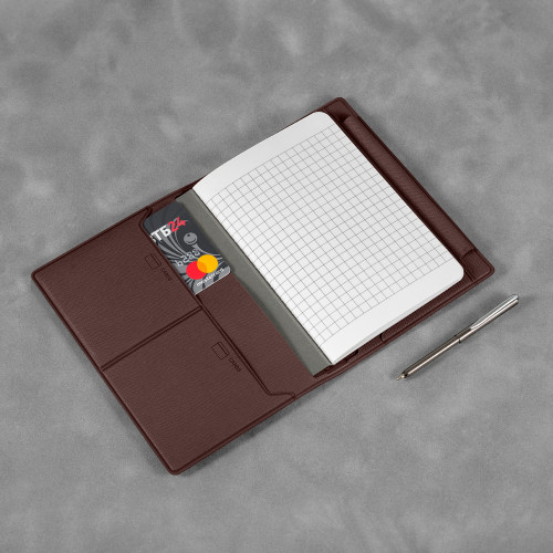 Записная книжка В7 с ручкой, цвет коричневый