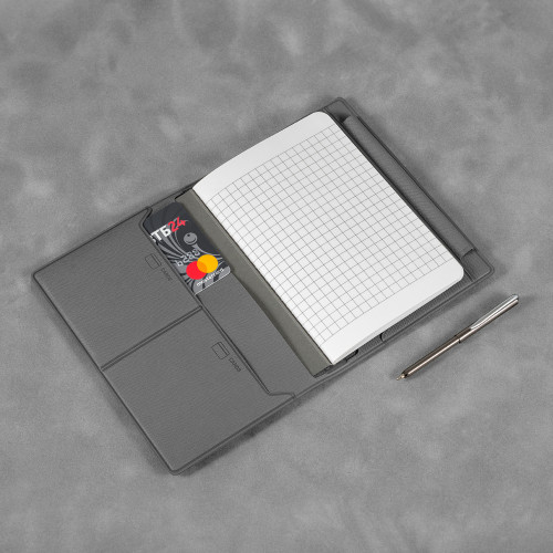 Записная книжка В7 с ручкой, цвет серый