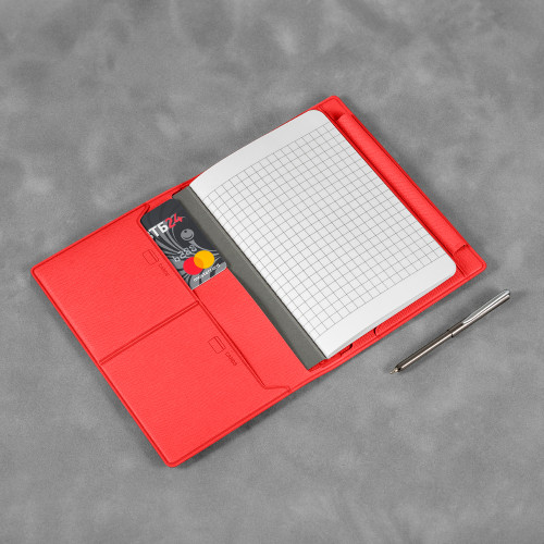Записная книжка В7 с ручкой, цвет красный