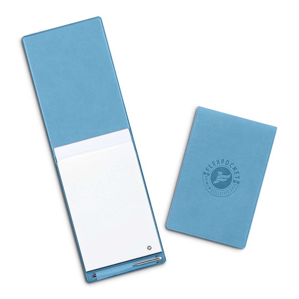 Блокнот B7 с ручкой, цвет голубой