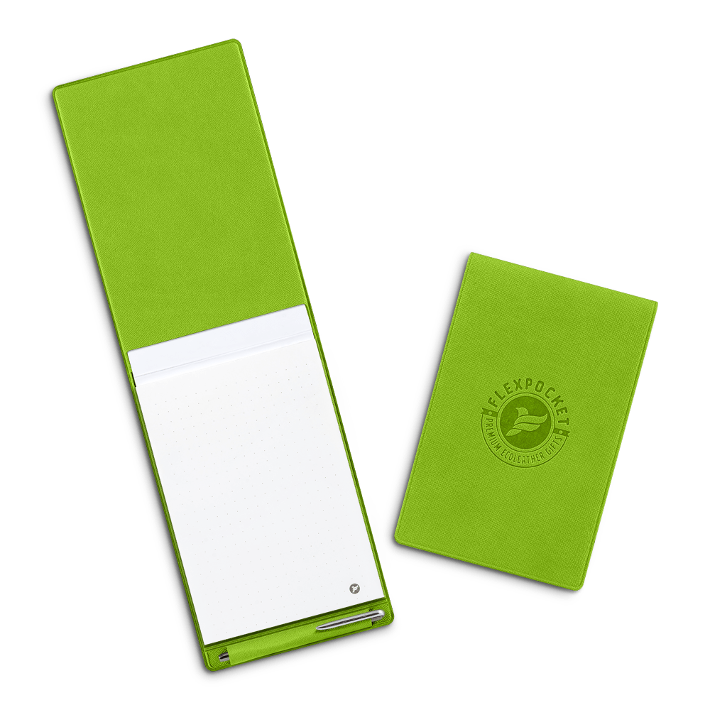 Блокнот B7 с ручкой, цвет зеленый