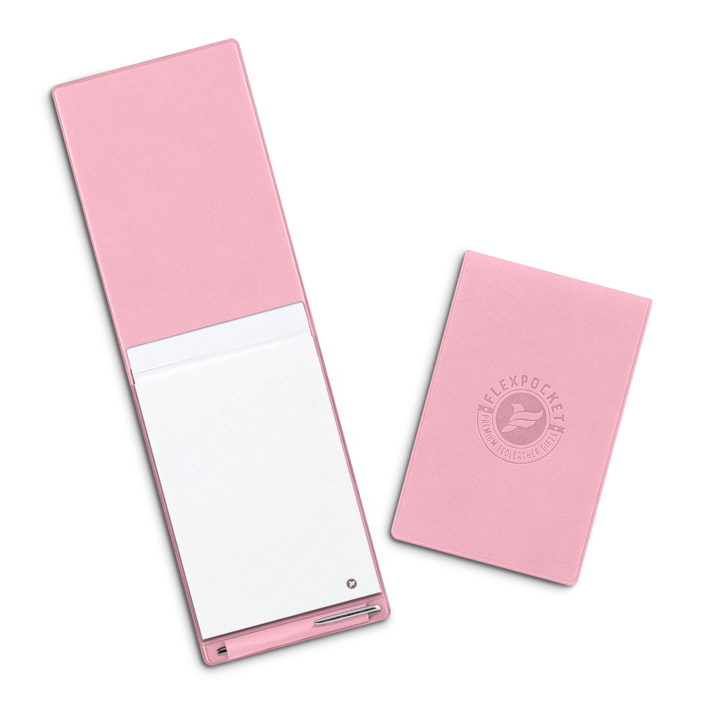 Блокнот B7 с ручкой, цвет розовый