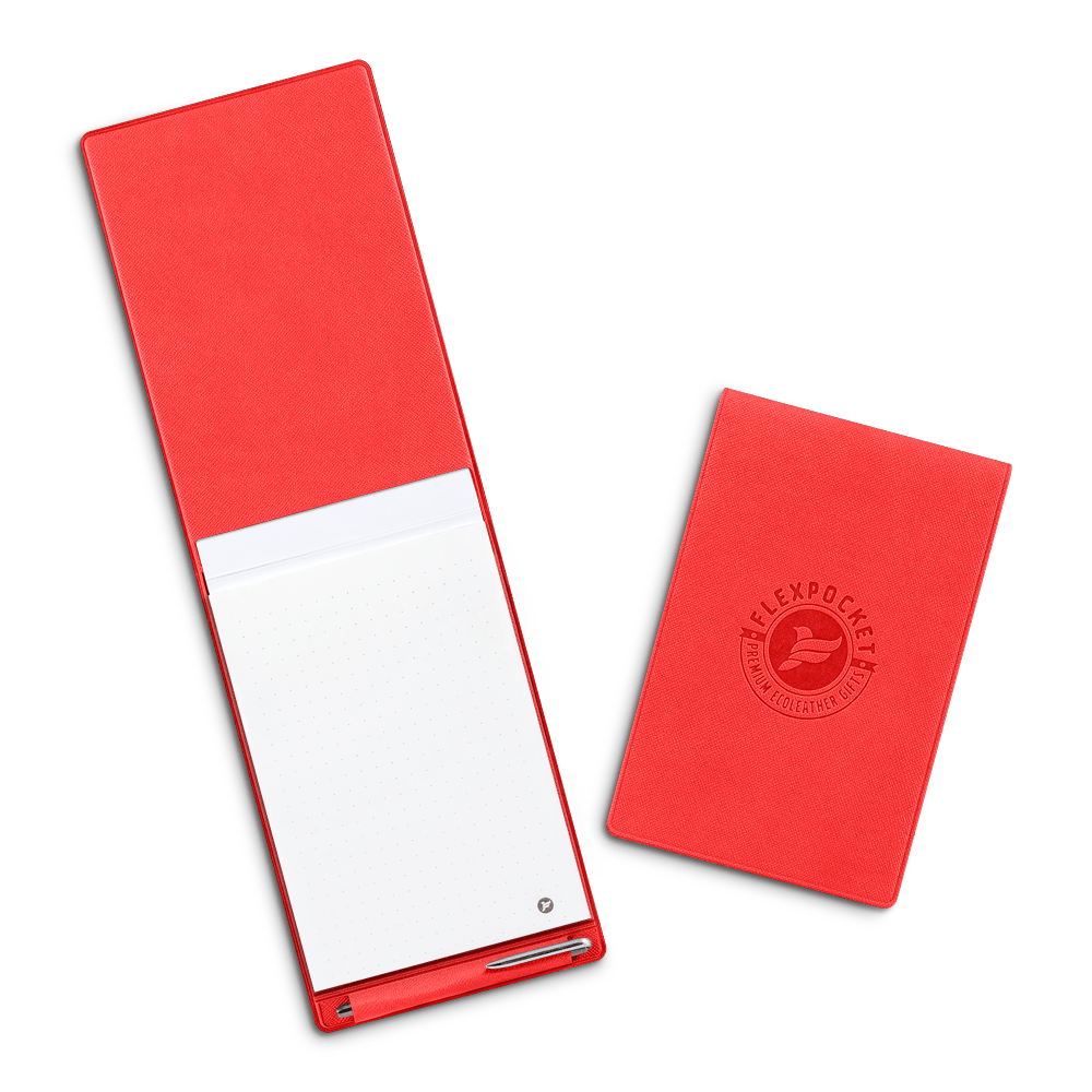 Блокнот B7 с ручкой, цвет красный